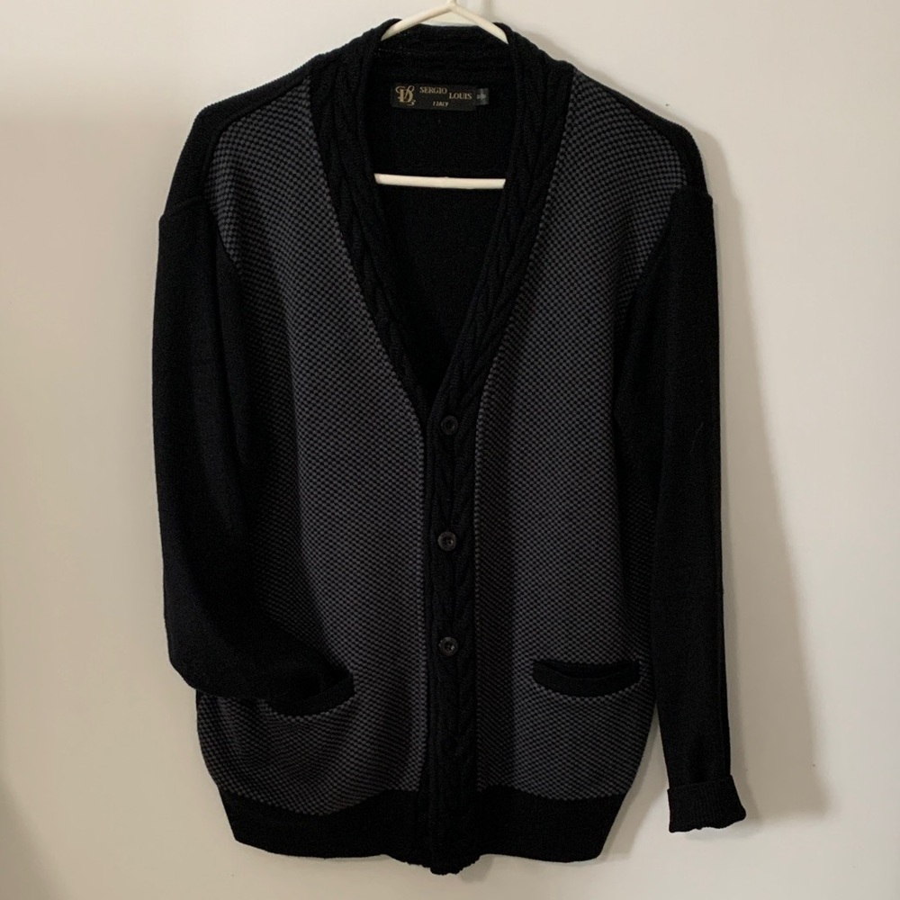 Men's Vintage knit Black and Gray Sweater Italy